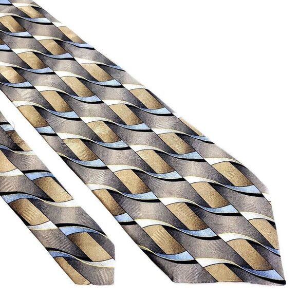 Arrow Silk Tie Beige Print Abstract Short - Picture 1 of 6
